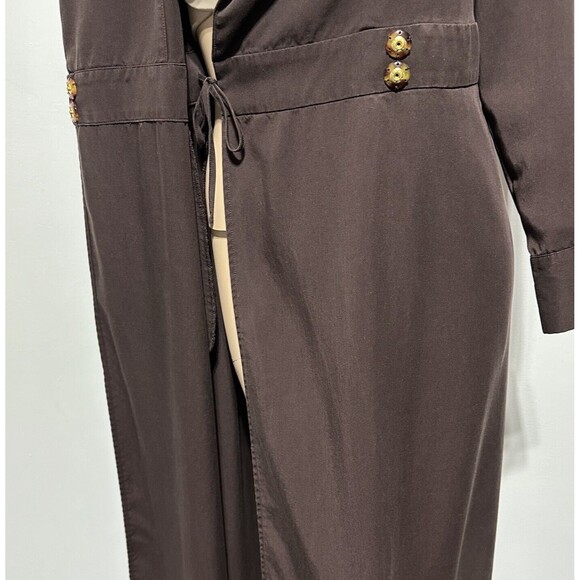 Soft Surroundings Quintessa Maxi Wrap Dress Pockets Size M Brown Long Sleeve - Picture 6 of 12
